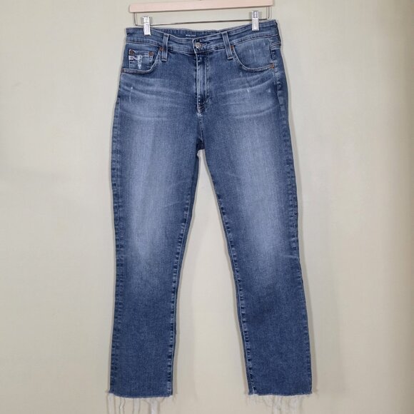 AG Adriano Goldschmied Jeans Womens 30R Blue High Rise Mari Crop Distressed Boho - Picture 1 of 16